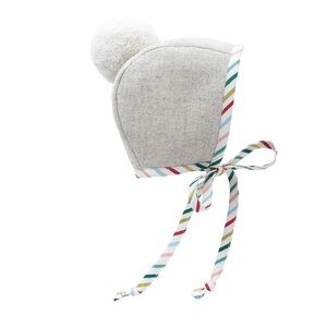 Briar Baby Gray Striped Pom-Pom Bonnet (6-12 Months)